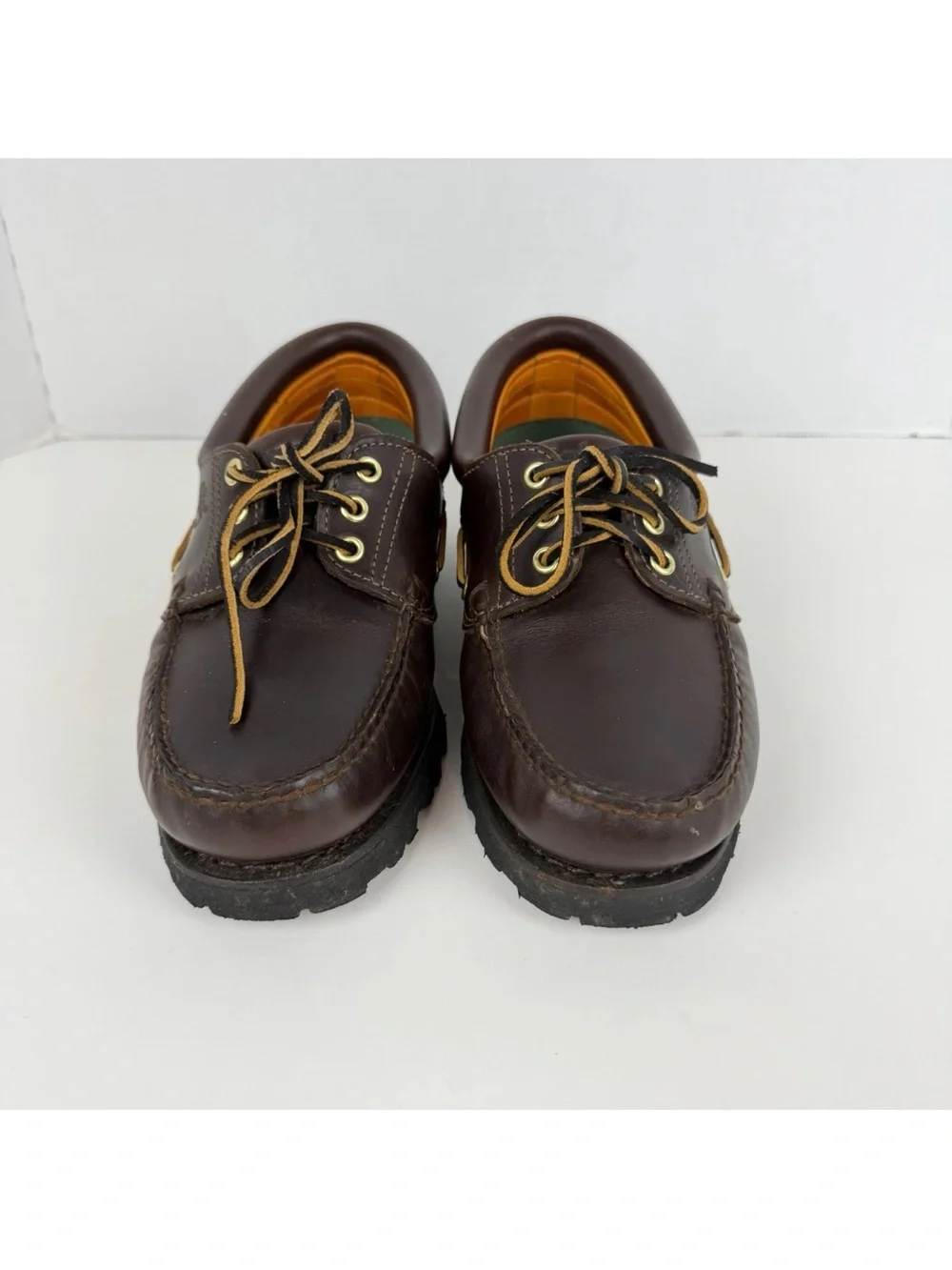 Timberland Authentics 3-Eye Lug Handsewn Men Boat Shoe Size 8W Brown